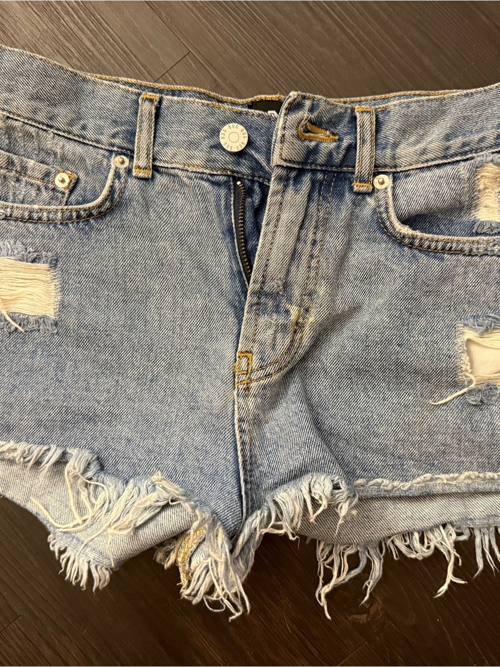 BDG Light Blue Distressed Denim Cutoff Shorts